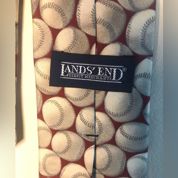 Lands End SPORT VINTAGE BASEBALL THEME SILK TIE - Men Tie - Picture 2 of 5